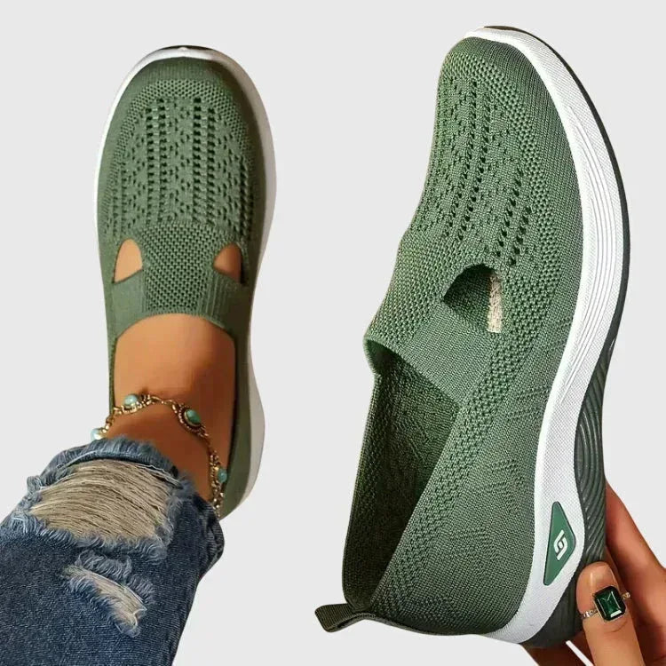 Zapatos para caminar de mujer, slip-on acolchados, soporte ergonómico para el arco, comodidad diaria – Lora