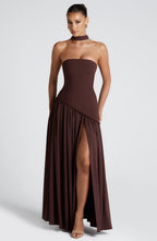 Vestido Maxi Elegante Sin Mangas para Mujer con Ajuste y Abertura Formal para Fiestas de Bodas – Mya