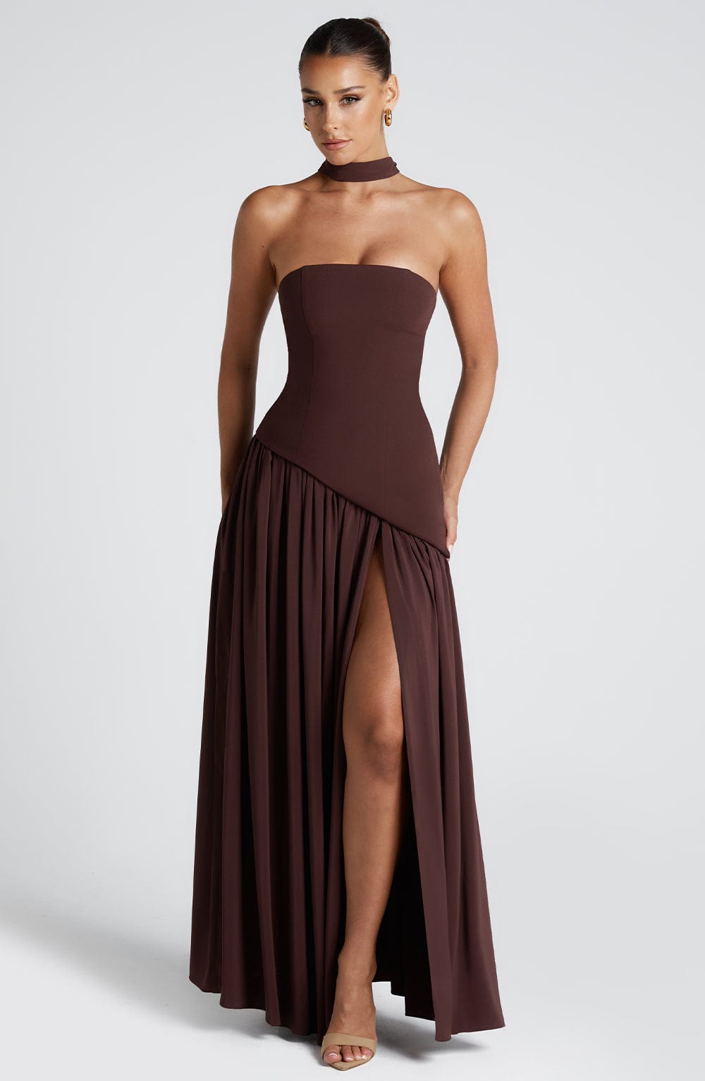 Vestido Maxi Elegante Sin Mangas para Mujer con Ajuste y Abertura Formal para Fiestas de Bodas – Mya