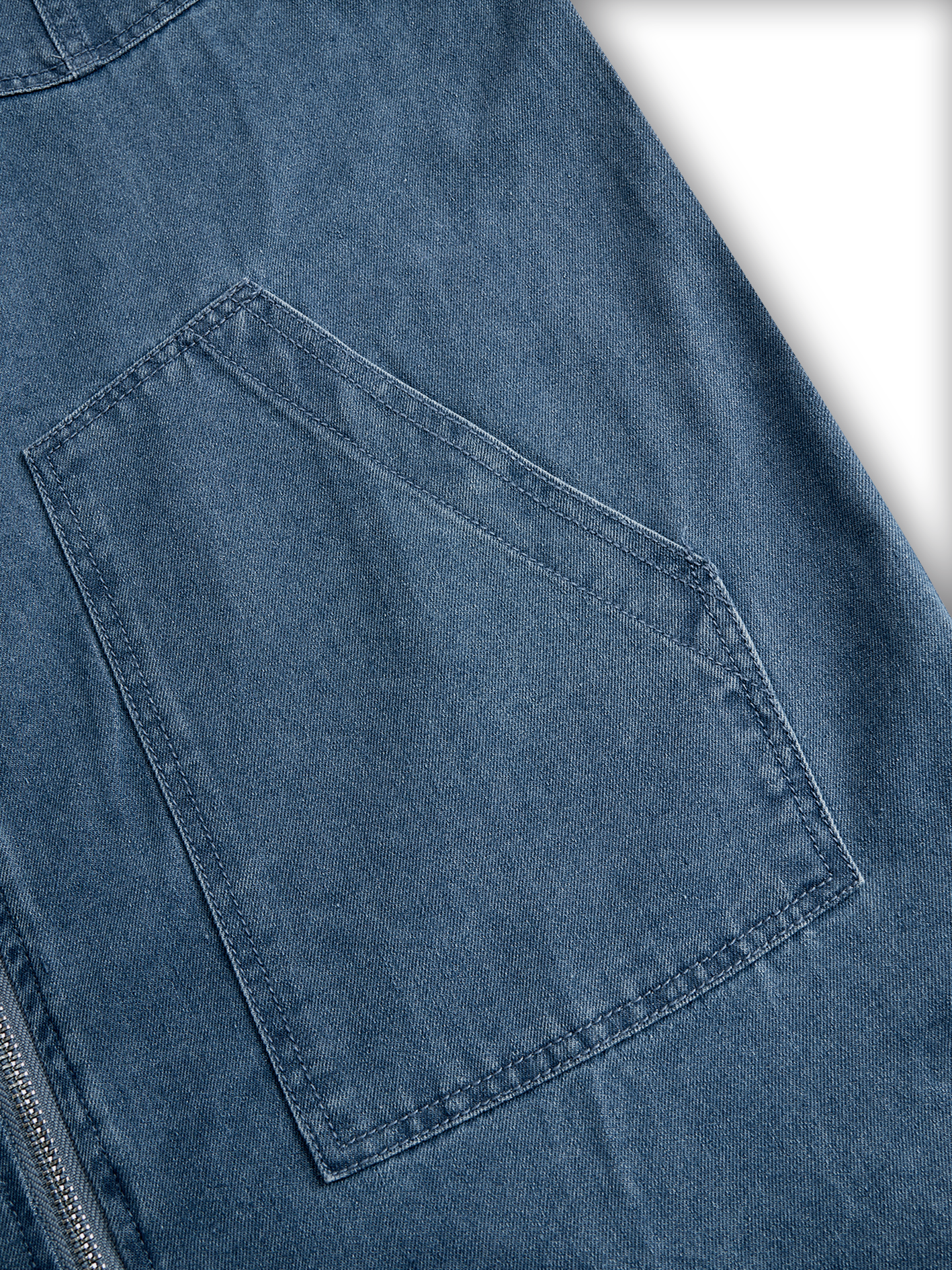 Mono de mezclilla retro casual suelto con capucha y cremallera para mujer – Azul