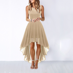 Vestido Formal de Mujer Hi-Low Midi para Invitadas de Boda Sin Mangas Fluido Elegante