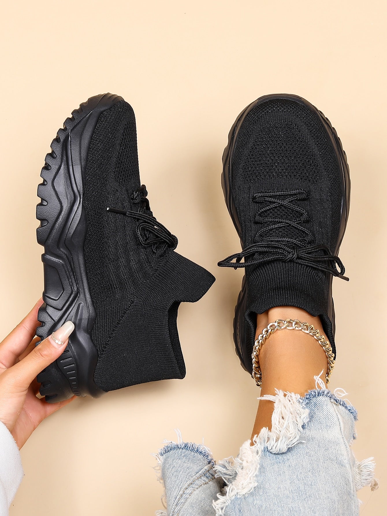 Zapatos Minimalistas de Suela Gruesa Para Mujer, Con Cordones, Plataforma y Punta Redonda, Estilo Casual Deportivo – Blanco