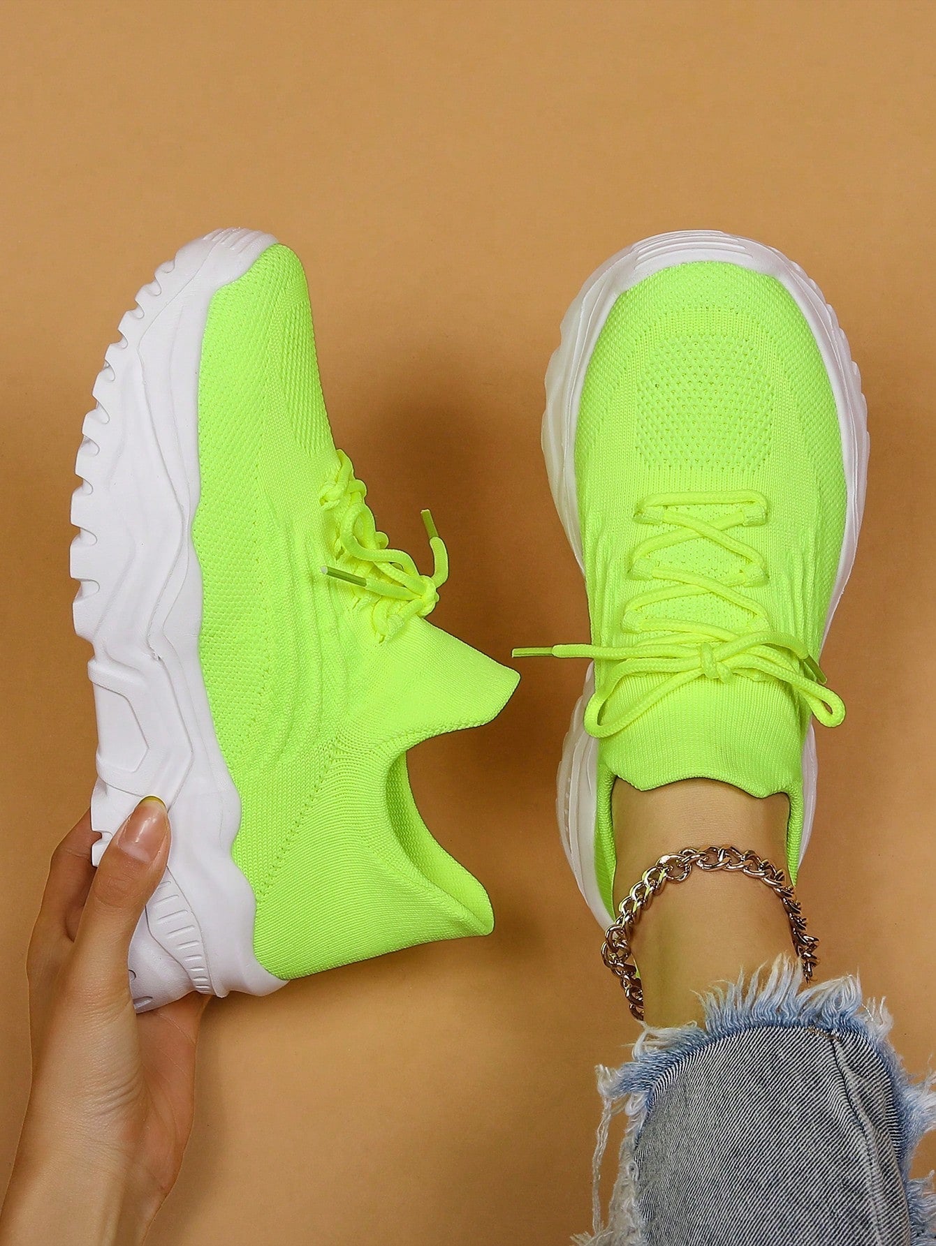 Zapatos Minimalistas de Suela Gruesa Para Mujer, Con Cordones, Plataforma y Punta Redonda, Estilo Casual Deportivo – Blanco