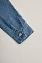 Mono de mezclilla retro casual suelto con capucha y cremallera para mujer – Azul