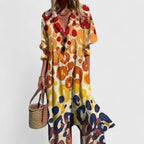 Vestido Midi de Verano Boho Floral Elegante para Mujeres con Estampado Audaz Sin Mangas Fluyente Casual – Paula