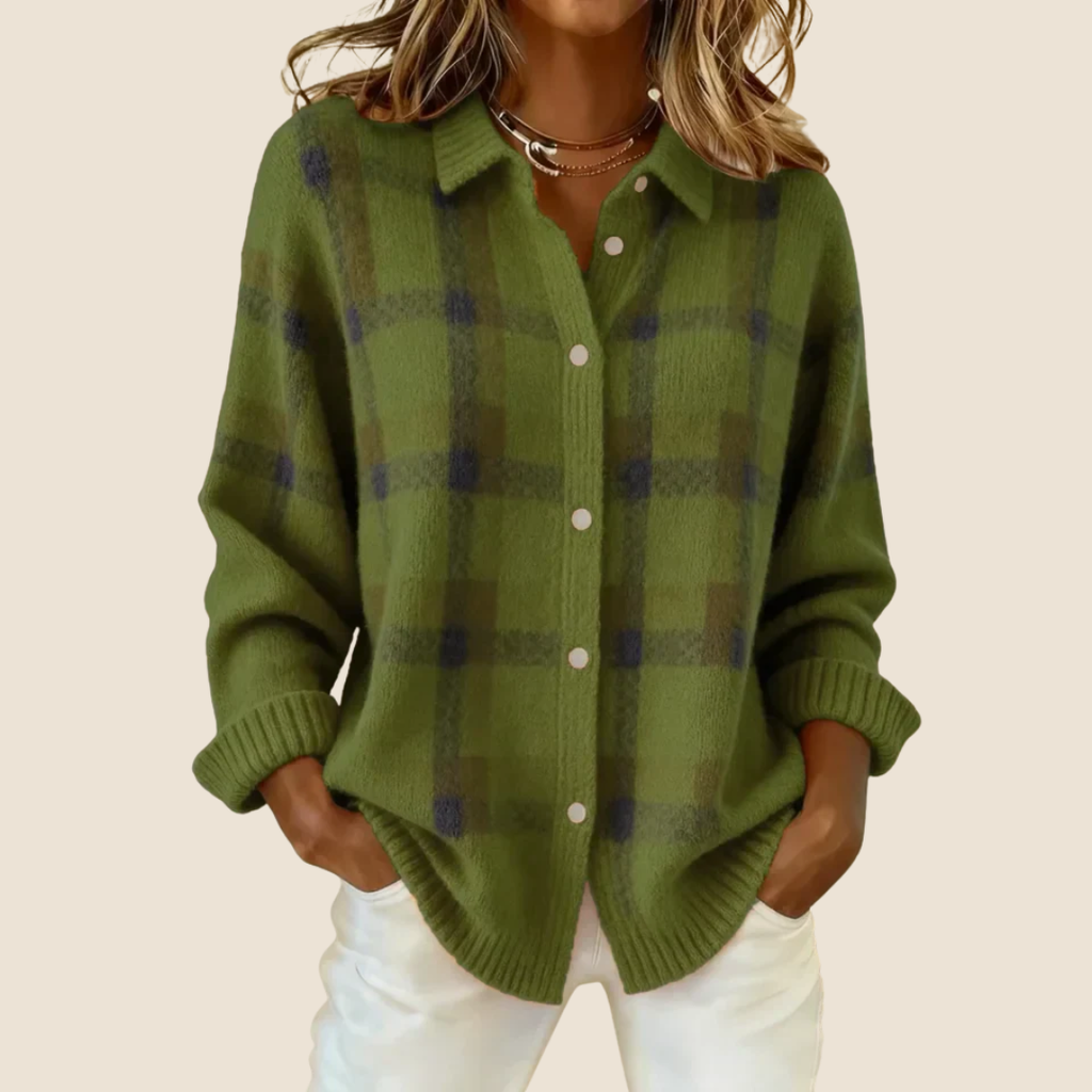 Camisa Chaqueta de Franela de Cuadros Retro para Mujer Casual de Todos los Días Otoño Invierno Acogedora para Exteriores Moda Urbana – Vivienne Naranja Azul Rojo