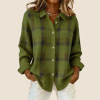 Camisa Chaqueta de Franela de Cuadros Retro para Mujer Casual de Todos los Días Otoño Invierno Acogedora para Exteriores Moda Urbana – Vivienne Naranja Azul Rojo