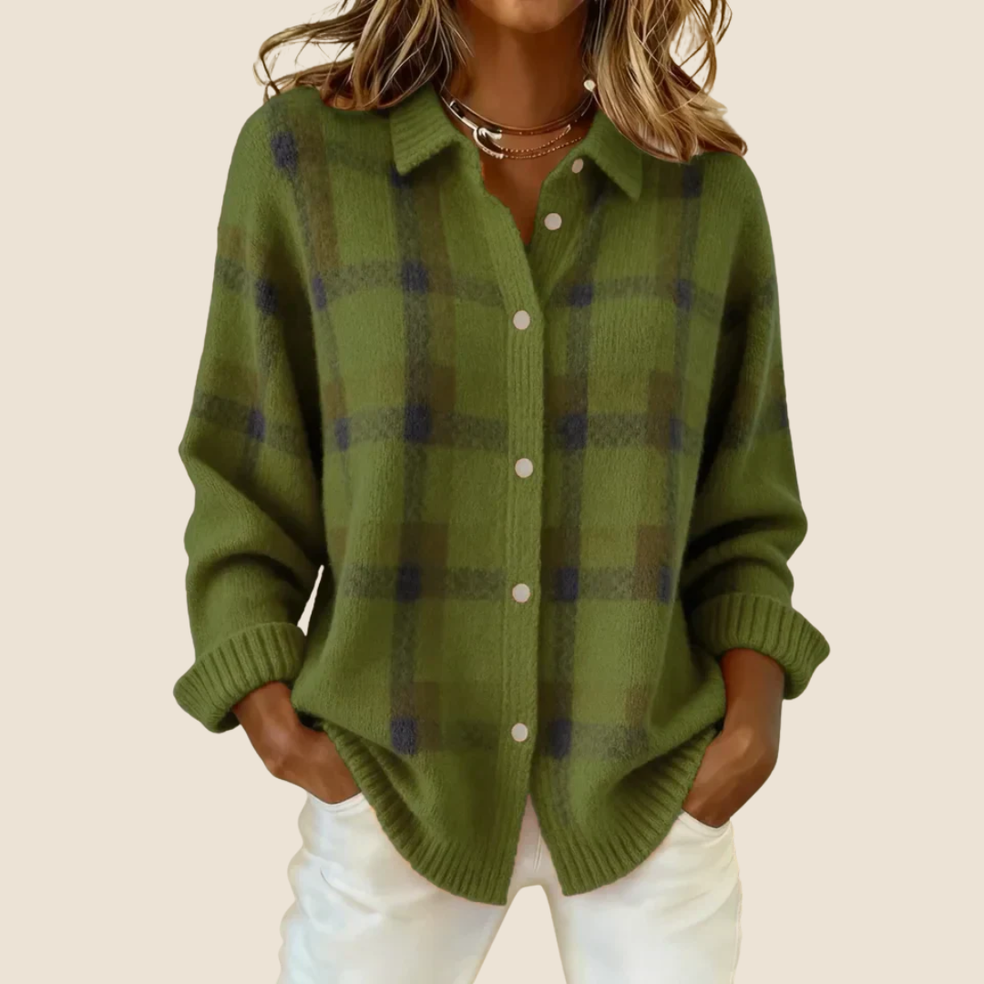Camisa Chaqueta de Franela de Cuadros Retro para Mujer Casual de Todos los Días Otoño Invierno Acogedora para Exteriores Moda Urbana – Vivienne Naranja Azul Rojo
