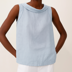 Top sin mangas con cuello enrollado para mujer, silueta suave y favorecedora, casual, elegante y chic para el día a día – María
