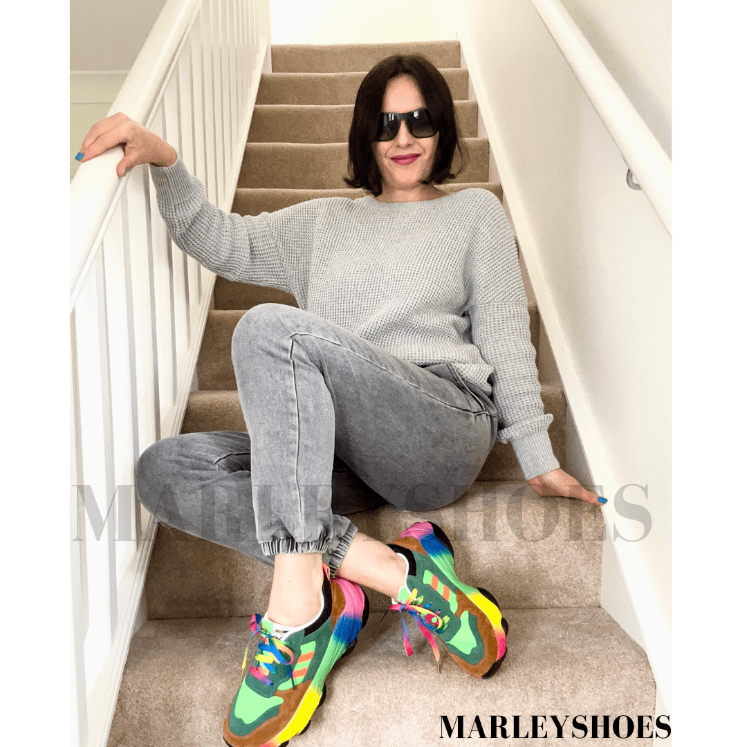 Zapatillas Chunky Ortopédicas Arcoíris para Mujeres, Coloridas, con Cordones, Soporte de Arco, Calzado Casual para el Día a Día – Marley