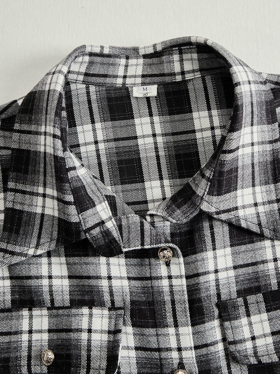 Vestido Largo de Vaquera Étnica Retro para Mujer con Cuello, Cinturón y Mangas Largas – Marrón Rojizo
