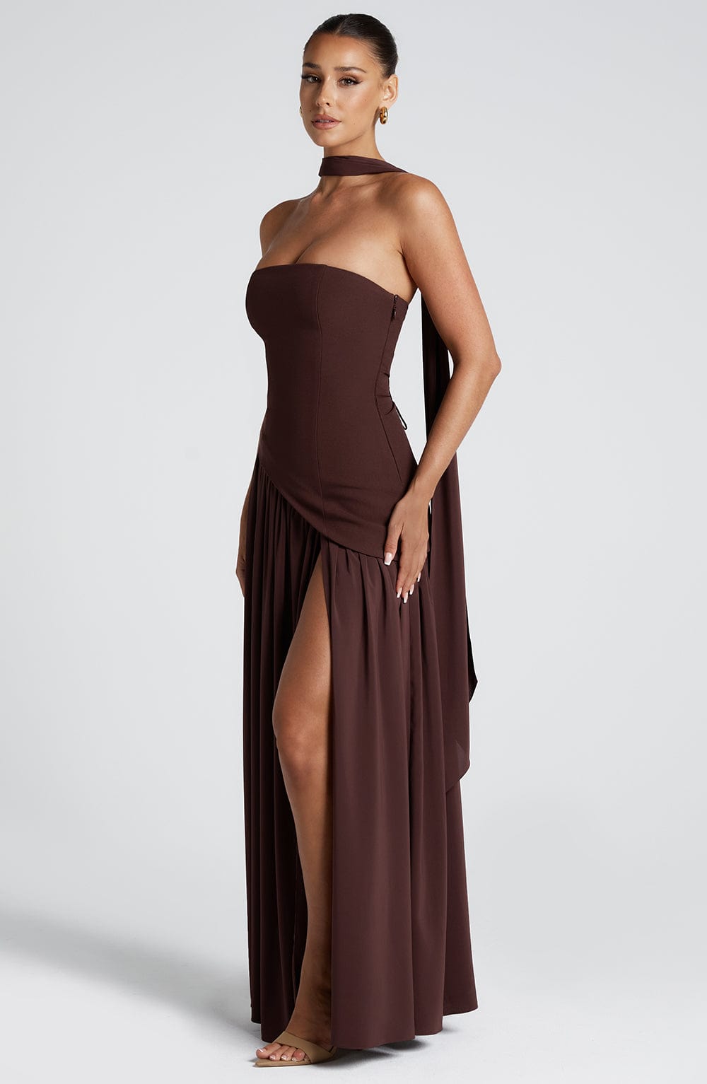 Vestido Maxi Elegante Sin Mangas para Mujer con Ajuste y Abertura Formal para Fiestas de Bodas – Mya