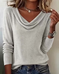 Suéter de Manga Larga con Cuello de Cowl para Mujeres, Casual, Diario, Trabajo, Smart Casual, Acogedor, Suave, Tejido – Cassia