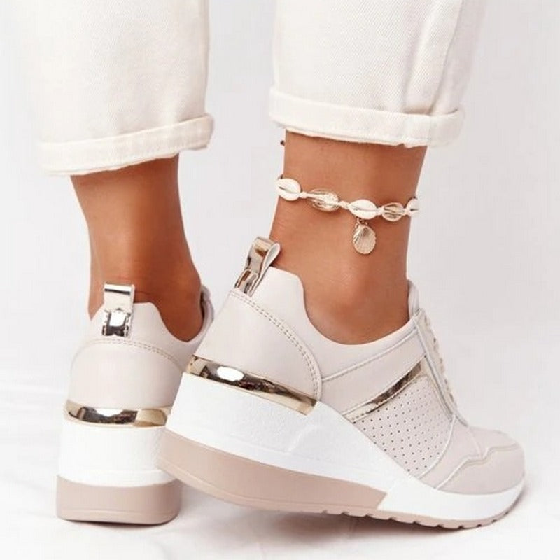 Zapatillas de Cuña Para Mujer Con Cordones, Transpirables, De Malla, Plataforma, Casuales Para El Día A Día – Marley