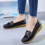 Mocasines de Cuero para Mujeres, Slip-On, Planos, con Soporte para el Arco, Zapatos Casual para el Día a Día