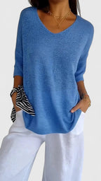 Camiseta de Manga Larga V-Cuello Cómoda para Mujeres, Atractiva, Resistente a las Arrugas y Versátil – Sonylah