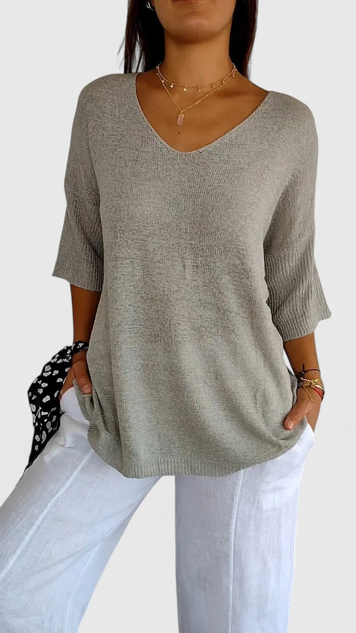 Camiseta de Manga Larga V-Cuello Cómoda para Mujeres, Atractiva, Resistente a las Arrugas y Versátil – Sonylah