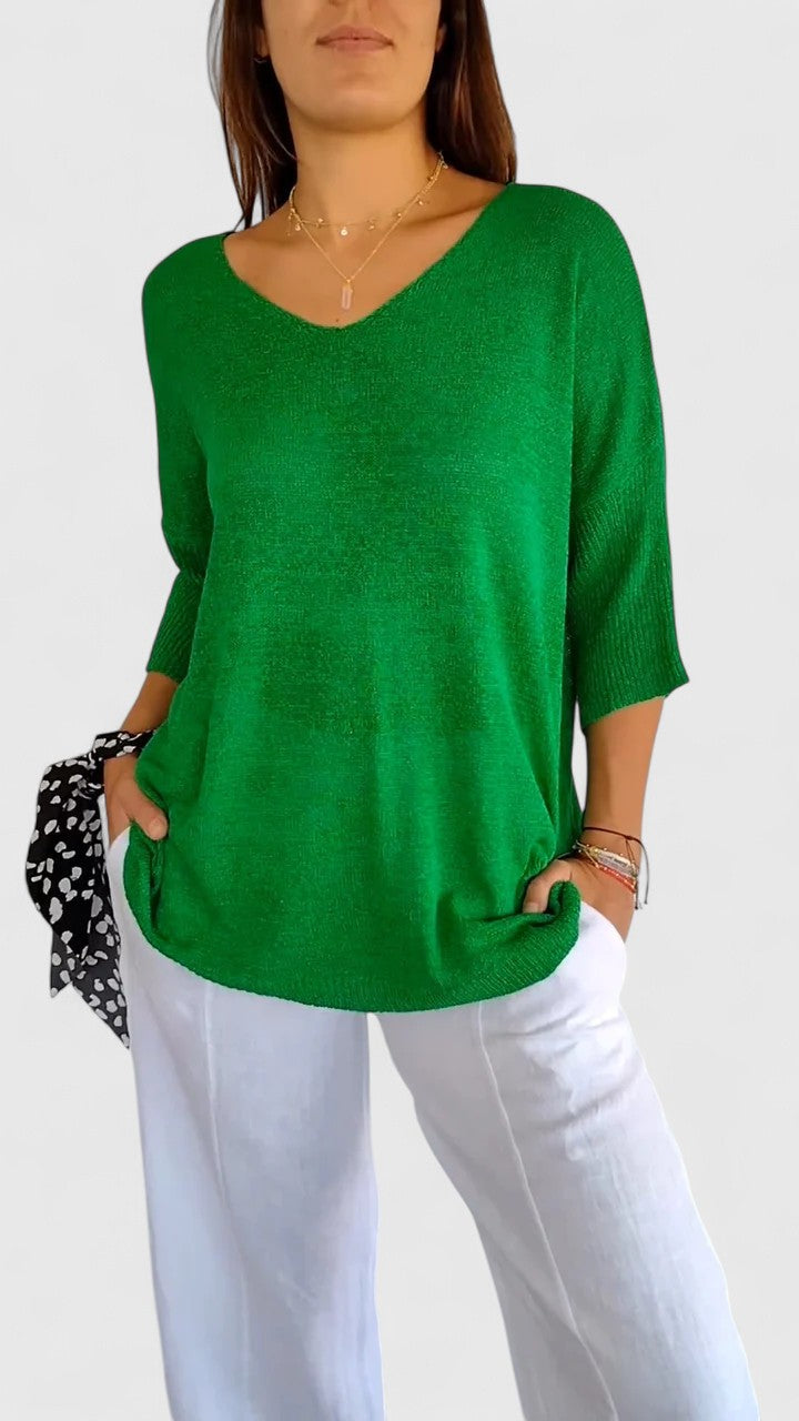 Camiseta de Manga Larga V-Cuello Cómoda para Mujeres, Atractiva, Resistente a las Arrugas y Versátil – Sonylah