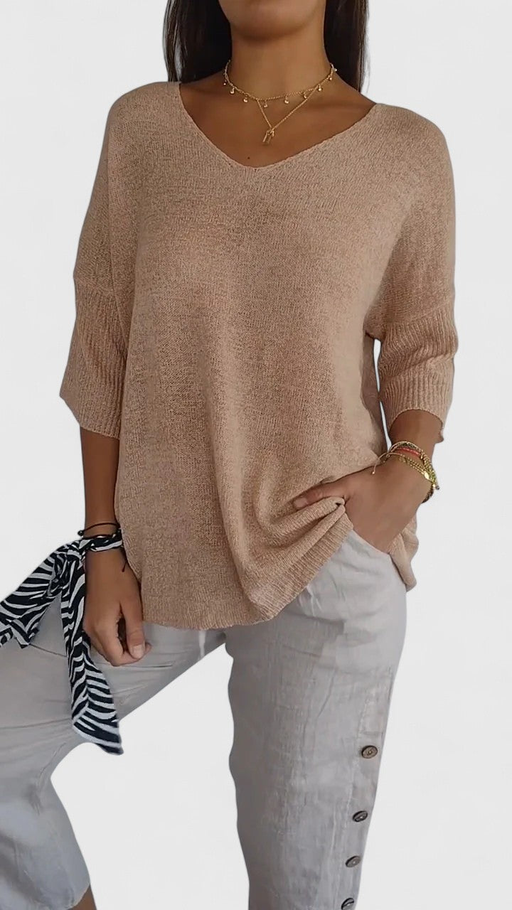 Camiseta de Manga Larga V-Cuello Cómoda para Mujeres, Atractiva, Resistente a las Arrugas y Versátil – Sonylah