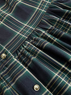 Vestido Largo de Vaquera Étnica Retro para Mujer con Cuello, Cinturón y Mangas Largas – Marrón Rojizo