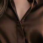Camisa de Satén Elegante de Manga Larga para Mujeres, Formal y Casual, Blusa de Oficina – Chocolate