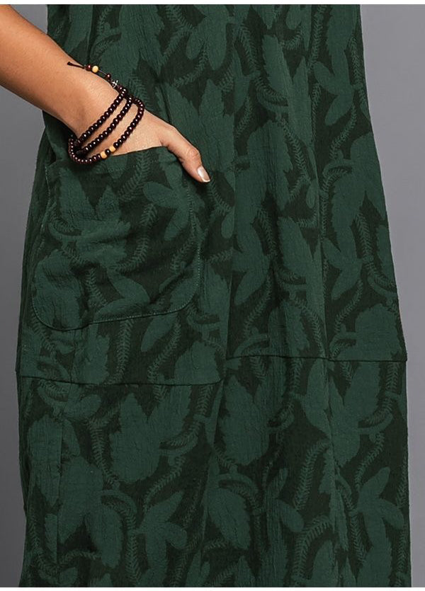 Vestido Midi de Manga Larga con Bolsillos Casual de Verano Impreso Cómodo para el Día a Día