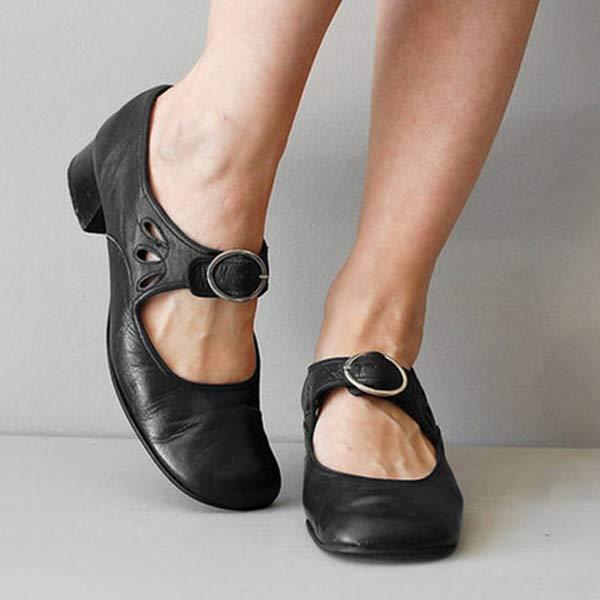 Zapatos de Cuero Mary Jane para Mujeres con Hebilla, Tacón Bajo, Casual, Formal, para el Día a Día – Federica
