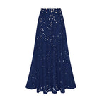 Bañador de Una Pieza con Corte Láser de Flores Huecas para Mujeres con Falda Cubierta, Escote en V, Elegante para la Playa, Verano – Azul Marino