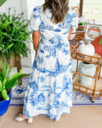 Vestido Midi de Mujer con Cintura Fruncida, Falda de Volantes Floral, Casual de Primavera y Verano Elegante – Camille