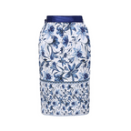Conjunto de Traje de Baño de Una Pieza Con Escote En V, Cordones y Estampado Floral & Falda larga - Vacaciones En La Playa, Resort, Fiesta En La Piscina, Crucero, Luna de Miel – Azul