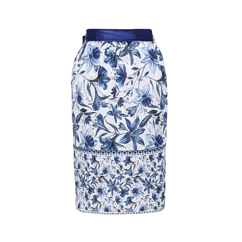 Conjunto de Traje de Baño de Una Pieza Con Escote En V, Cordones y Estampado Floral & Falda larga - Vacaciones En La Playa, Resort, Fiesta En La Piscina, Crucero, Luna de Miel – Azul