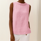 Top sin mangas con cuello enrollado para mujer, silueta suave y favorecedora, casual, elegante y chic para el día a día – María