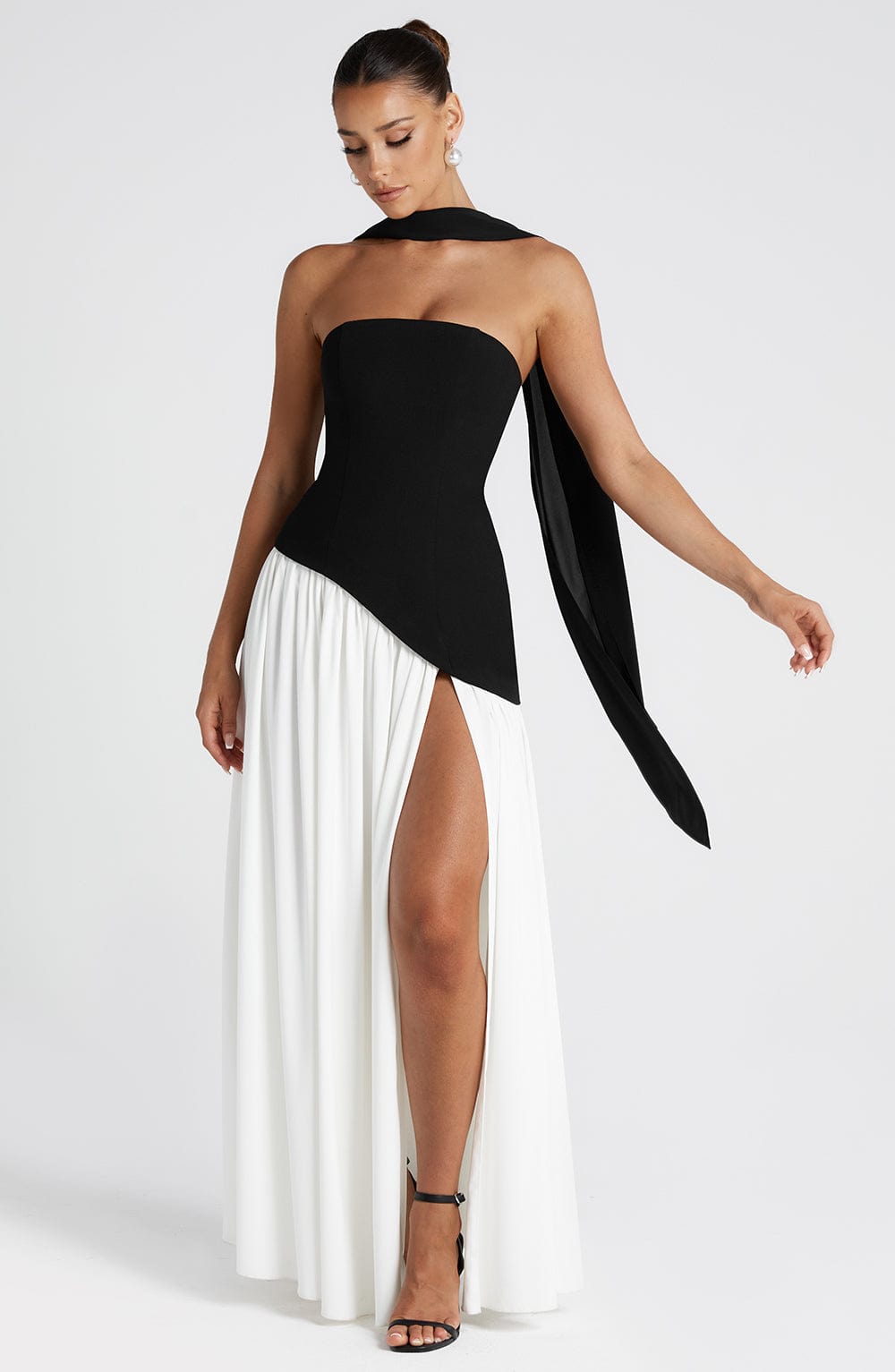 Vestido Maxi Elegante Sin Mangas para Mujer con Ajuste y Abertura Formal para Fiestas de Bodas – Mya