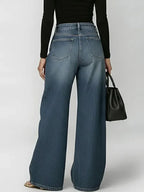 Jeans de Pierna Ancha de Cintura Alta para Mujer, Casual, Sueltos, Moda Urbana, Pantalones de Mezclilla con Cierre – Riviera