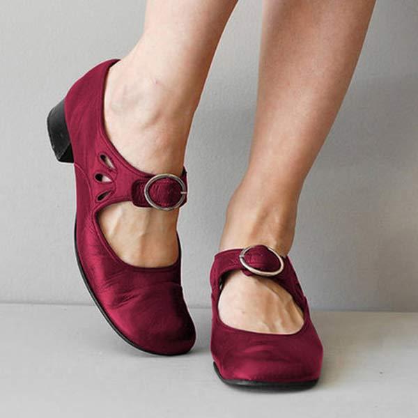 Zapatos de Cuero Mary Jane para Mujeres con Hebilla, Tacón Bajo, Casual, Formal, para el Día a Día – Federica