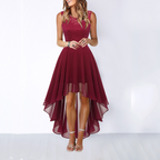 Vestido Formal de Mujer Hi-Low Midi para Invitadas de Boda Sin Mangas Fluido Elegante