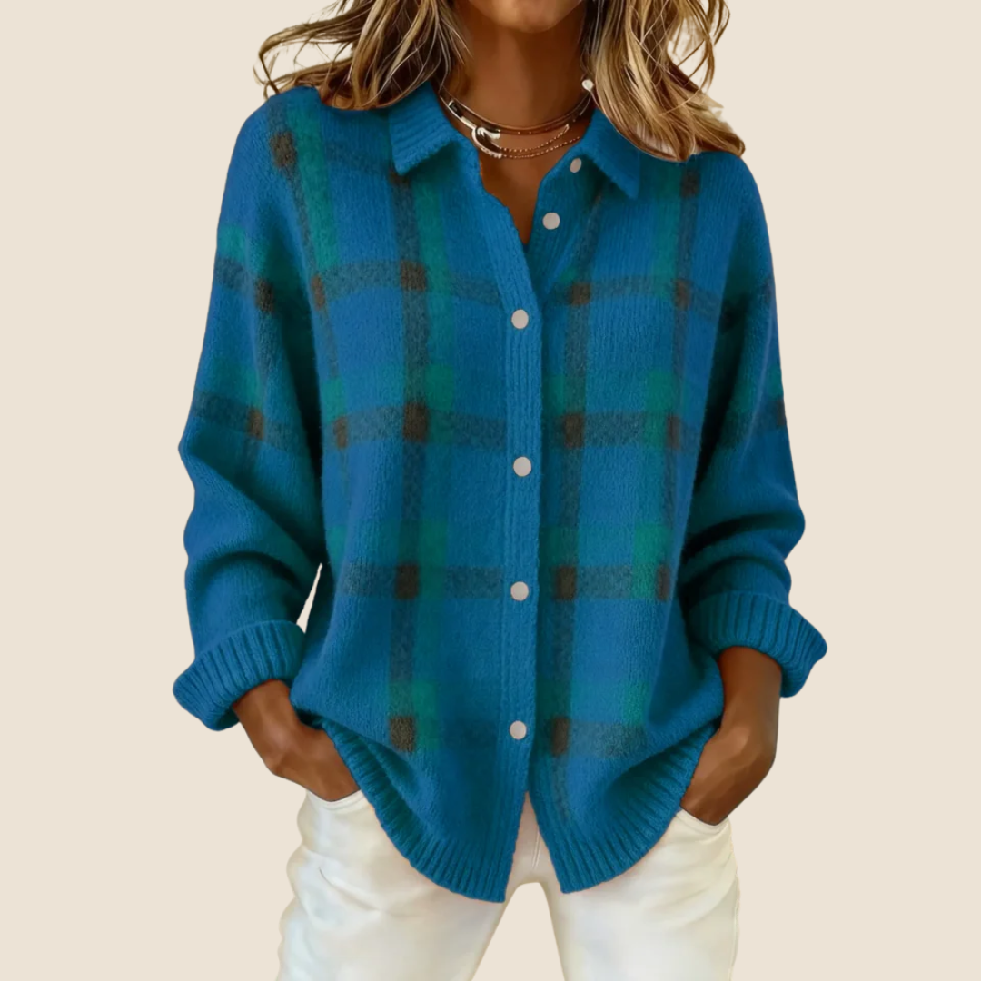 Camisa Chaqueta de Franela de Cuadros Retro para Mujer Casual de Todos los Días Otoño Invierno Acogedora para Exteriores Moda Urbana – Vivienne Naranja Azul Rojo