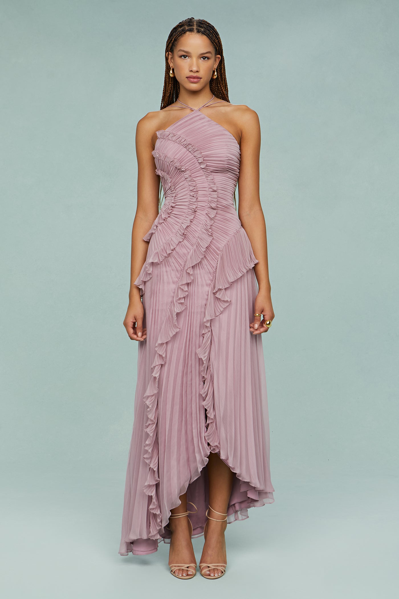 Vestido Largo Elegante de Tirantes para Mujer con Pliegues, Fluido, Formal, Casual, Invitada de Boda, Fiesta en Jardín – Estelle