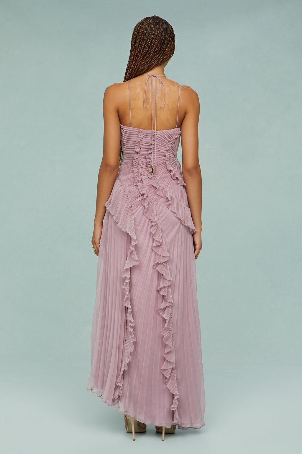 Vestido Largo Elegante de Tirantes para Mujer con Pliegues, Fluido, Formal, Casual, Invitada de Boda, Fiesta en Jardín – Estelle