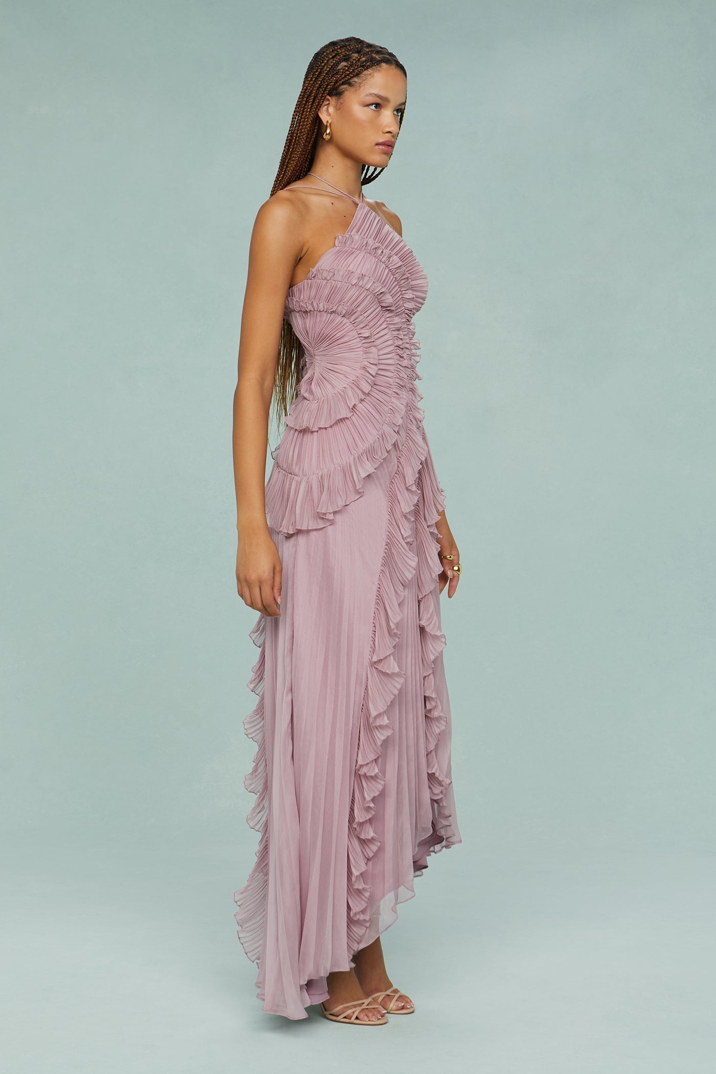 Vestido Largo Elegante de Tirantes para Mujer con Pliegues, Fluido, Formal, Casual, Invitada de Boda, Fiesta en Jardín – Estelle