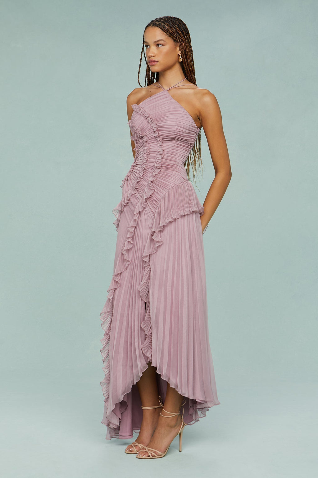 Vestido Largo Elegante de Tirantes para Mujer con Pliegues, Fluido, Formal, Casual, Invitada de Boda, Fiesta en Jardín – Estelle