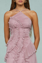 Vestido Largo Elegante de Tirantes para Mujer con Pliegues, Fluido, Formal, Casual, Invitada de Boda, Fiesta en Jardín – Estelle