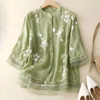Top de Algodón para Mujeres con Flores Bordadas Femenino Suave Transpirable Casual Elegante para el Día a Día – Emily