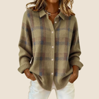 Camisa Chaqueta de Franela de Cuadros Retro para Mujer Casual de Todos los Días Otoño Invierno Acogedora para Exteriores Moda Urbana – Vivienne Naranja Azul Rojo