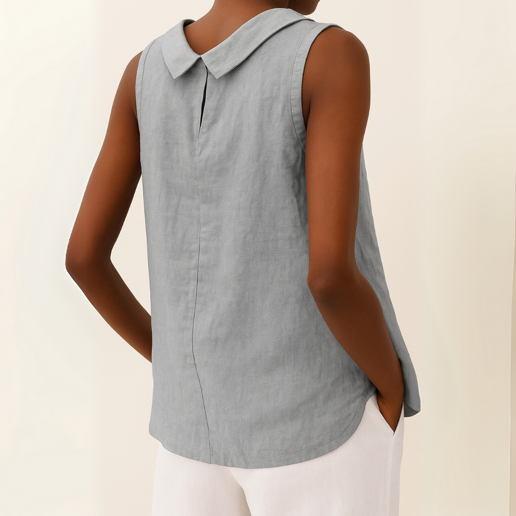 Top sin mangas con cuello enrollado para mujer, silueta suave y favorecedora, casual, elegante y chic para el día a día – María