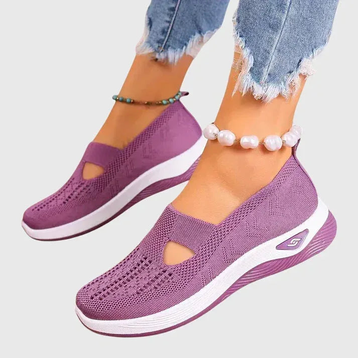 Zapatos para caminar de mujer, slip-on acolchados, soporte ergonómico para el arco, comodidad diaria – Lora