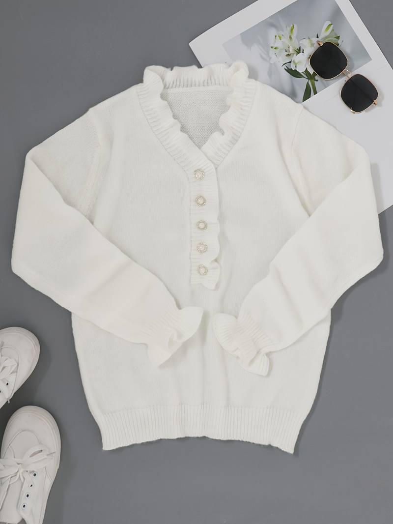Blusa con Volantes para Mujer con Botones Decorativos Escote Fluido Femenina Elegante Casual Chic – Darcey