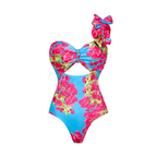 Traje de Baño de Una Pieza Con Corte láser En Forma De Flor y Falda Cubriente, Escote En V, Elegante, Para la Playa, Perano – Azul marino