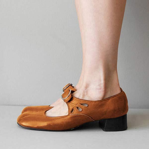 Zapatos de Cuero Mary Jane para Mujeres con Hebilla, Tacón Bajo, Casual, Formal, para el Día a Día – Federica