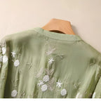 Top de Algodón para Mujeres con Flores Bordadas Femenino Suave Transpirable Casual Elegante para el Día a Día – Emily